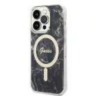 Set Guess GUBPP14XHMEACSK tok+ töltő iPhone 14 Pro Max 6.7" fekete/fekete kemény tok Marble MagSafe
