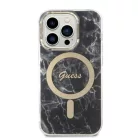 Set Guess GUBPP14XHMEACSK tok+ töltő iPhone 14 Pro Max 6.7" fekete/fekete kemény tok Marble MagSafe