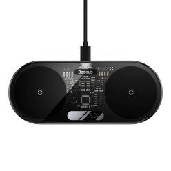   Baseus Digital LED kijelzős, dupla vezeték nélküli töltő kijelzővel 20W fekete (WXSX010101)
