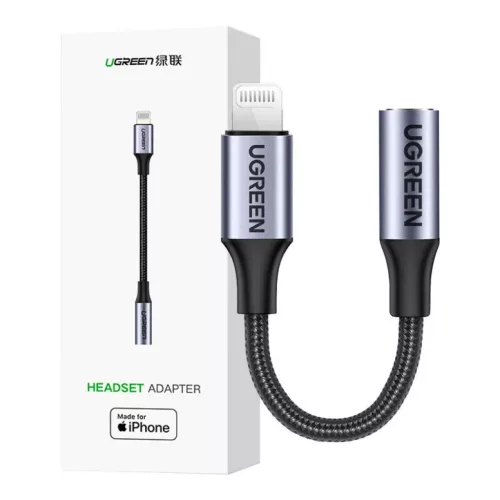 Ugreen US211 Lightning Mini Jack Audioadapter, 3.5mm 0.1m (fekete)