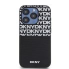 DKNY PU bőr ismétlődő mintás kártyatartó iPhone 15 Pro Max tok fekete