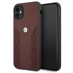   iPhone 11 Piros BMW BMHCN61RSPPR Kemény Bőr Curve Perforate tok