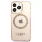 Guess Gold Outline Translucent MagSafe tok iPhone 13 Pro Max - rózsaszín