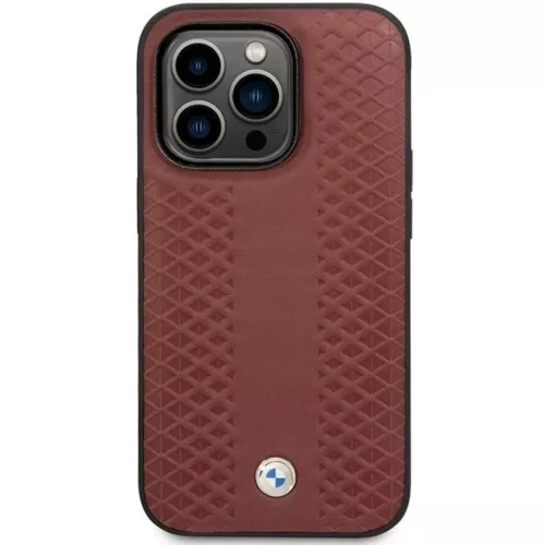 iPhone 14 Pro Max 6.7" Burgundi/Burgundi Bőr Gyémánt Mintájú BMW BMHCP14X22RFGR tok