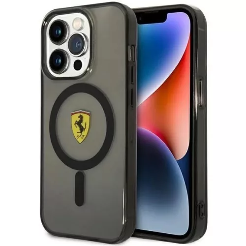 Ferrari FEHMP14XURKK iPhone 14 Pro Max 6.7" fekete/fekete kemény tok áttetsző MagSafe