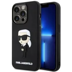   Karl Lagerfeld KLHCP14X3DRKINK iPhone 14 Pro Max 6,7" fekete/fekete tok 3D-s gumiból készült Ikonik