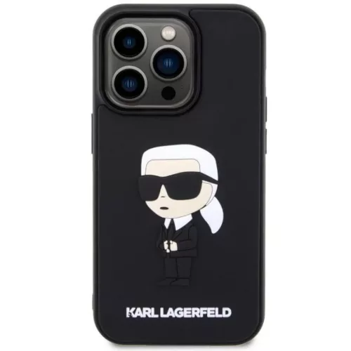 Karl Lagerfeld KLHCP14X3DRKINK iPhone 14 Pro Max 6,7" fekete/fekete tok 3D-s gumiból készült Ikonik