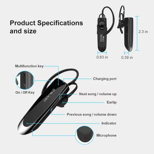 Blavec Bluetooth Headset Travel PL55 (BHPL55-B) fekete