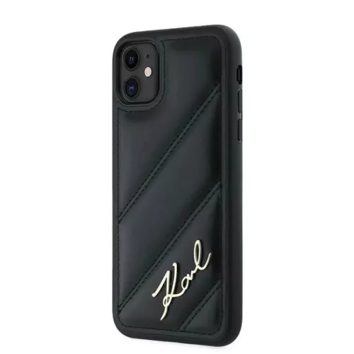 Karl Lagerfeld Diagonal Quilted Script tok iPhone 11 - fekete