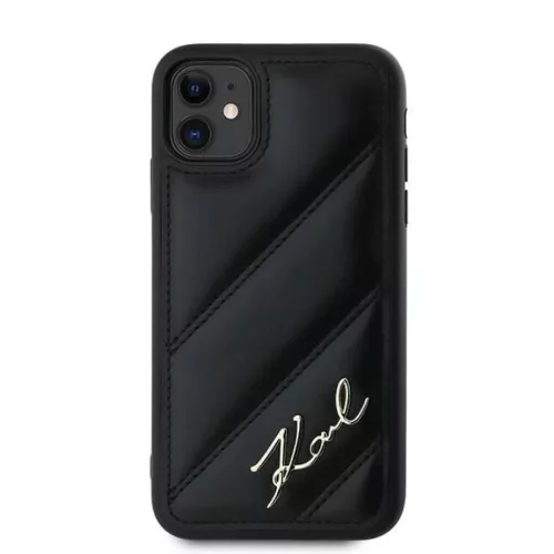 Karl Lagerfeld Diagonal Quilted Script tok iPhone 11 - fekete