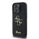 iPhone 16 Pro Fekete Guess PU Fixed Glitter 4G Metal Logo tok