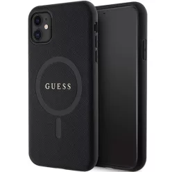   Guess GUHMN61PSAHMCK tok iPhone 11-hez - fekete Saffiano MagSafe