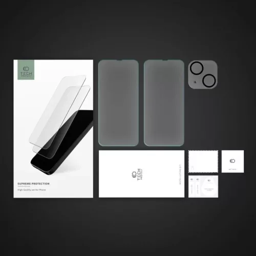 Tech-Protect Supreme szett iPhone 14-hez 2x Edzett üveg kijelzővédő / Edzett üveg kamera védőfólia