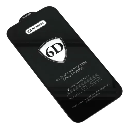 Full Glue 6D Edzett Üveg iPhone 15 Pro Max Fekete - 10 csomag üvegfólia