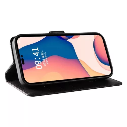 Bőrkötésű tok iPhone 16 Pro - fekete