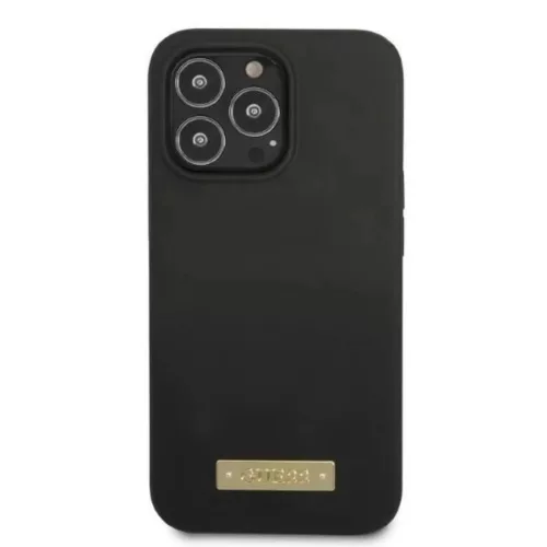 Guess GUHMP13XSPLK iPhone 13 Pro Max 6.7" fekete/fekete kemény tok Szilikon Logo Plate MagSafe