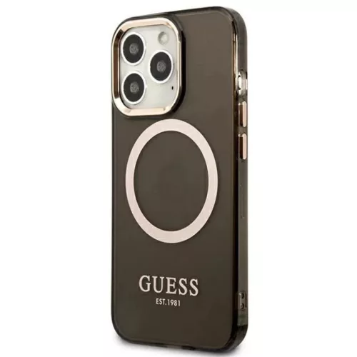 Guess Arany Kontúr Átlátszó MagSafe tok iPhone 13 Pro Max - fekete