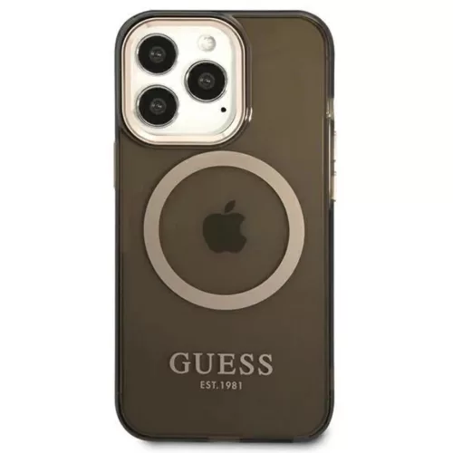 Guess Arany Kontúr Átlátszó MagSafe tok iPhone 13 Pro Max - fekete