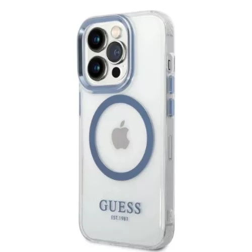 Guess GUHMP14XHTRMB iPhone 14 Pro Max 6.7" kék/kék kemény tok Metal Outline Magsafe tok