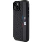 iPhone 15 Plus / 14 Plus fekete BMW Perforált Tricolor Line tok