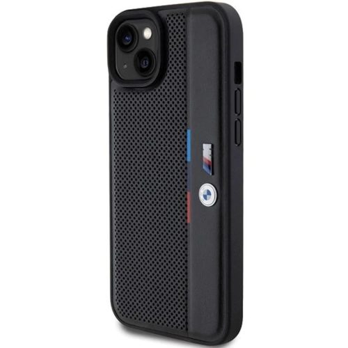 iPhone 15 Plus / 14 Plus fekete BMW Perforált Tricolor Line tok