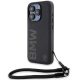 iPhone 15 Pro Max BMW Signature Leather Wordmark Cord tok - fekete