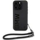 iPhone 15 Pro Max BMW Signature Leather Wordmark Cord tok - fekete