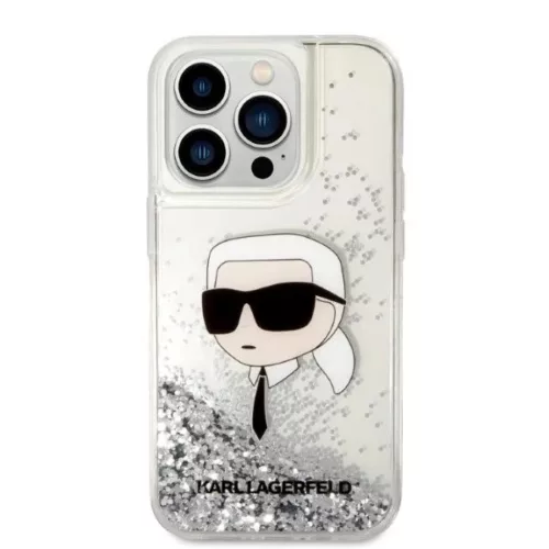 Karl Lagerfeld Glitter Karl's Head tok iPhone 14 Pro Max - ezüst
