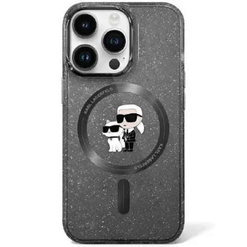 Karl Lagerfeld KLHMN61HGKCNOK iPhone 11 6,1" fekete/fekete kemény tok Karl&Choupette Csillámpor MagSafe tok