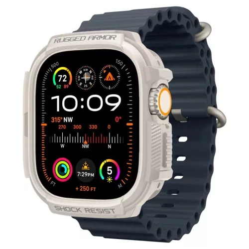 Apple Watch Ultra 1 / 2 / 3 (49 mm) bézs Spigen Rugged Armor tok