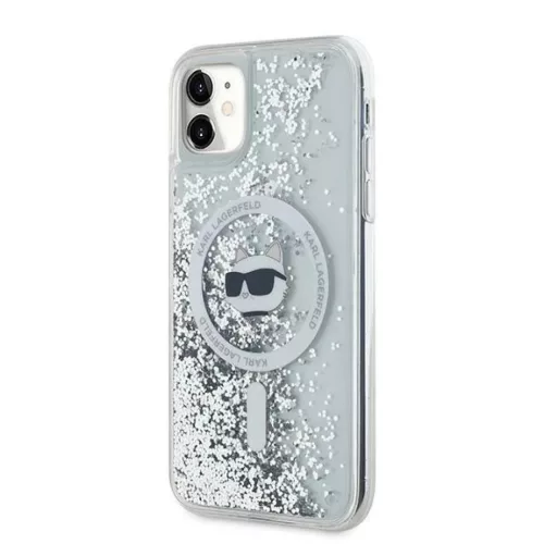 Karl Lagerfeld Liquid Glitter Choupette Head MagSafe tok iPhone 11 - Átlátszó
