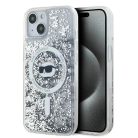 iPhone 14 Átlátszó Karl Lagerfeld Liquid Glitter Choupette Head MagSafe tok