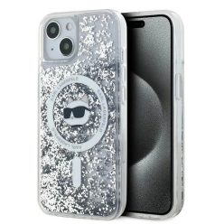   iPhone 14 Átlátszó Karl Lagerfeld Liquid Glitter Choupette Head MagSafe tok
