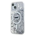 iPhone 14 Átlátszó Karl Lagerfeld Liquid Glitter Choupette Head MagSafe tok