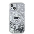 iPhone 14 Átlátszó Karl Lagerfeld Liquid Glitter Choupette Head MagSafe tok
