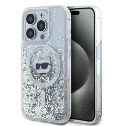   Karl Lagerfeld Liquid Glitter Choupette Head MagSafe tok iPhone 14 Pro Max - áttetsző