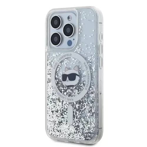 Karl Lagerfeld Liquid Glitter Choupette Head MagSafe tok iPhone 14 Pro Max - áttetsző