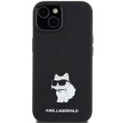 iPhone 15 Plus / 14 Plus fekete Karl Lagerfeld Silicone Choupette Metal Pin tok