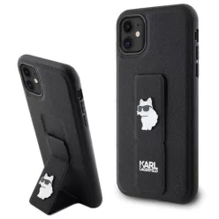   Karl Lagerfeld Gripstand Saffiano Choupette Pins tok iPhone 11 - Fekete