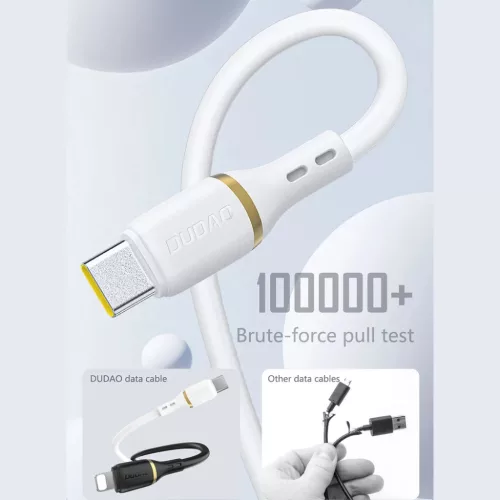 Dudao L25T USB-A - USB-C Szilikon Kábel 5A 1m - Fehér