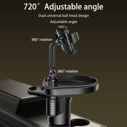 Yesido 4in1 (C274) - Pohártartó, Telefon Tartó és Apróságok Tároló, 720°-ban Állítható Szög, 4.7-7.2" - Fekete