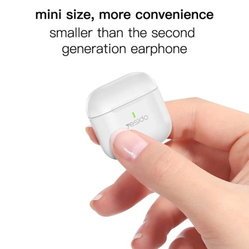 Yesido - Wireless Fülhallgató (TWS17) - Bluetooth V5.1-gyel, félig fülbe helyezhető kialakítással, 200mAh, Type-C - Fehér