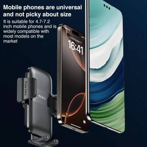 Yesido - Telefon tartó (C275) - Műszerfalra, 1260 fokos teljes körű állítható kialakítás, 4.7-7.2" Telefon - Fekete