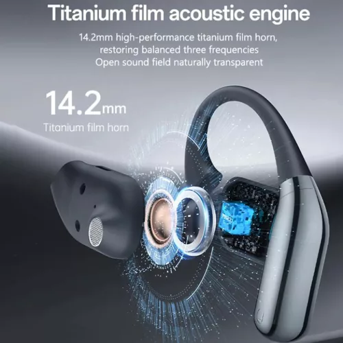 Yesido - Vezeték nélküli fülhallgató (YSP26) - Bluetooth V5.4, LCD, Nyitott fül konstrukció, 14.2 mm Hangszóró, 500mAh - Fekete