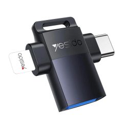   Yesido OTG Adapter (GS35) USB3.0 Lightning, Type-C, Alumínium Ötvözet, Mini Dizájn - Szürke