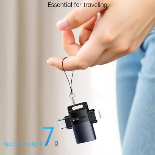 Yesido OTG Adapter (GS35) USB3.0 Lightning, Type-C, Alumínium Ötvözet, Mini Dizájn - Szürke