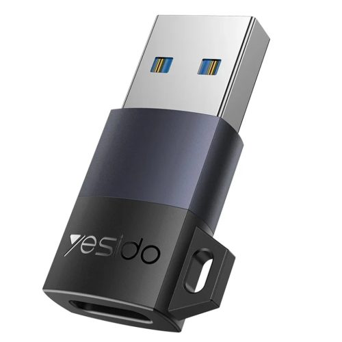 Yesido OTG Adapter (GS34) - USB3.0 férfi csatlakozó Type-C női csatlakozóhoz, 18W, alumínium ötvözet - Szürke