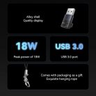 Yesido OTG Adapter (GS34) - USB3.0 férfi csatlakozó Type-C női csatlakozóhoz, 18W, alumínium ötvözet - Szürke