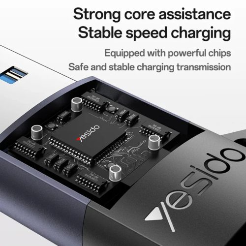 Yesido OTG Adapter (GS34) - USB3.0 férfi csatlakozó Type-C női csatlakozóhoz, 18W, alumínium ötvözet - Szürke