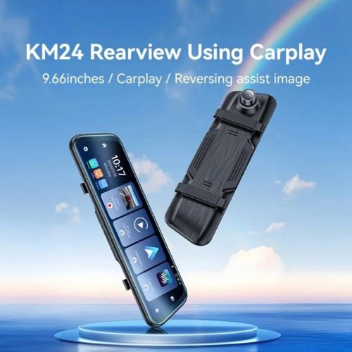 Yesido - Visszapillantó tükör Dash Cam-mel (KM24) - Carplay, Android Auto, AirPlay, BT5.2, Állítható kamera - Fekete